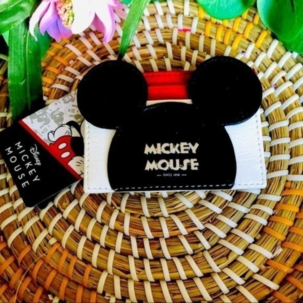 Disney Mickey Mouse Card Holder Wallet Black White Ears Design NWT